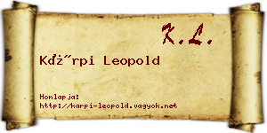 Kárpi Leopold névjegykártya